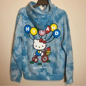 Hypland × Hello Kitty Hoodie Tie Dye small Blue Graphic Pullover Sweatshirt
